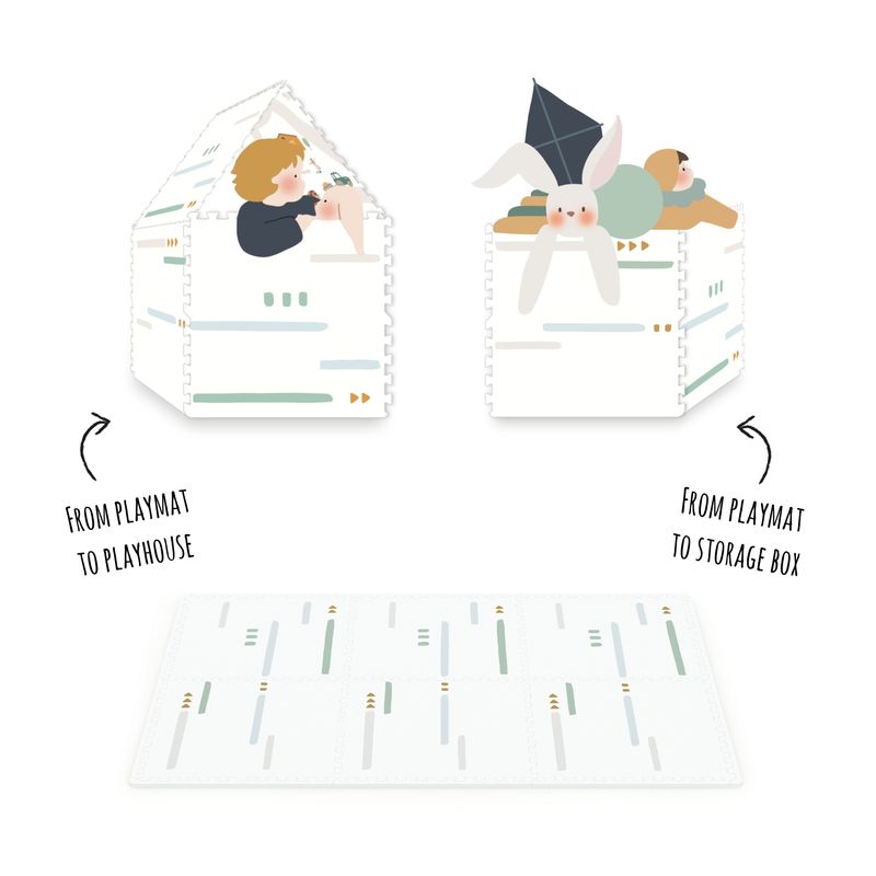 EEVAA farm puzzlemat, back side print, from mat to playhouse and from mat to storage box