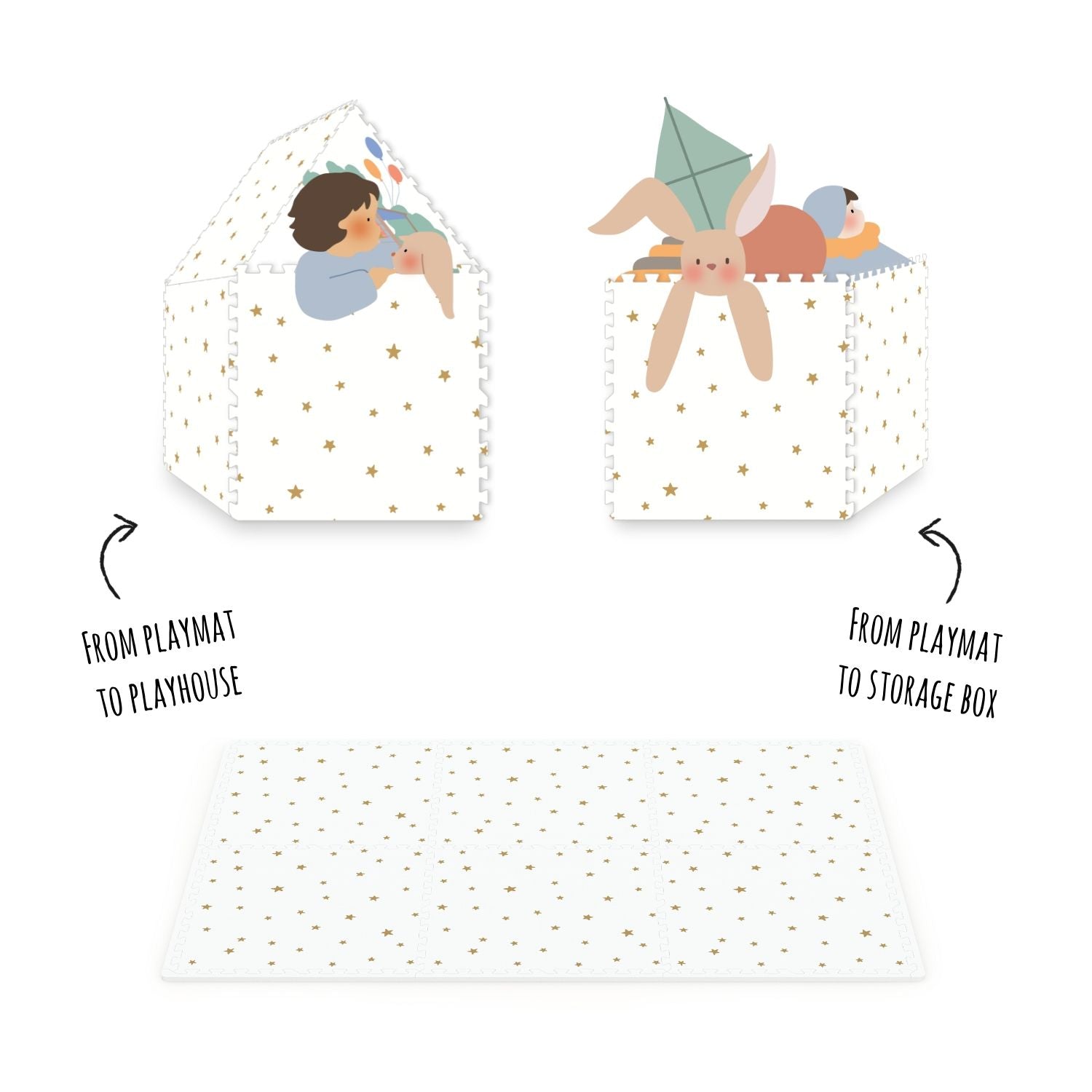 EEVAA treehouse puzzlemat, from mat to box to playhouse