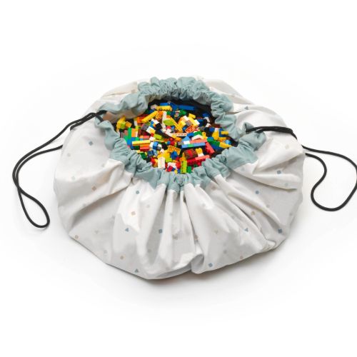 worldmap colour toy storage bag and playmat, closed bag filled with lego