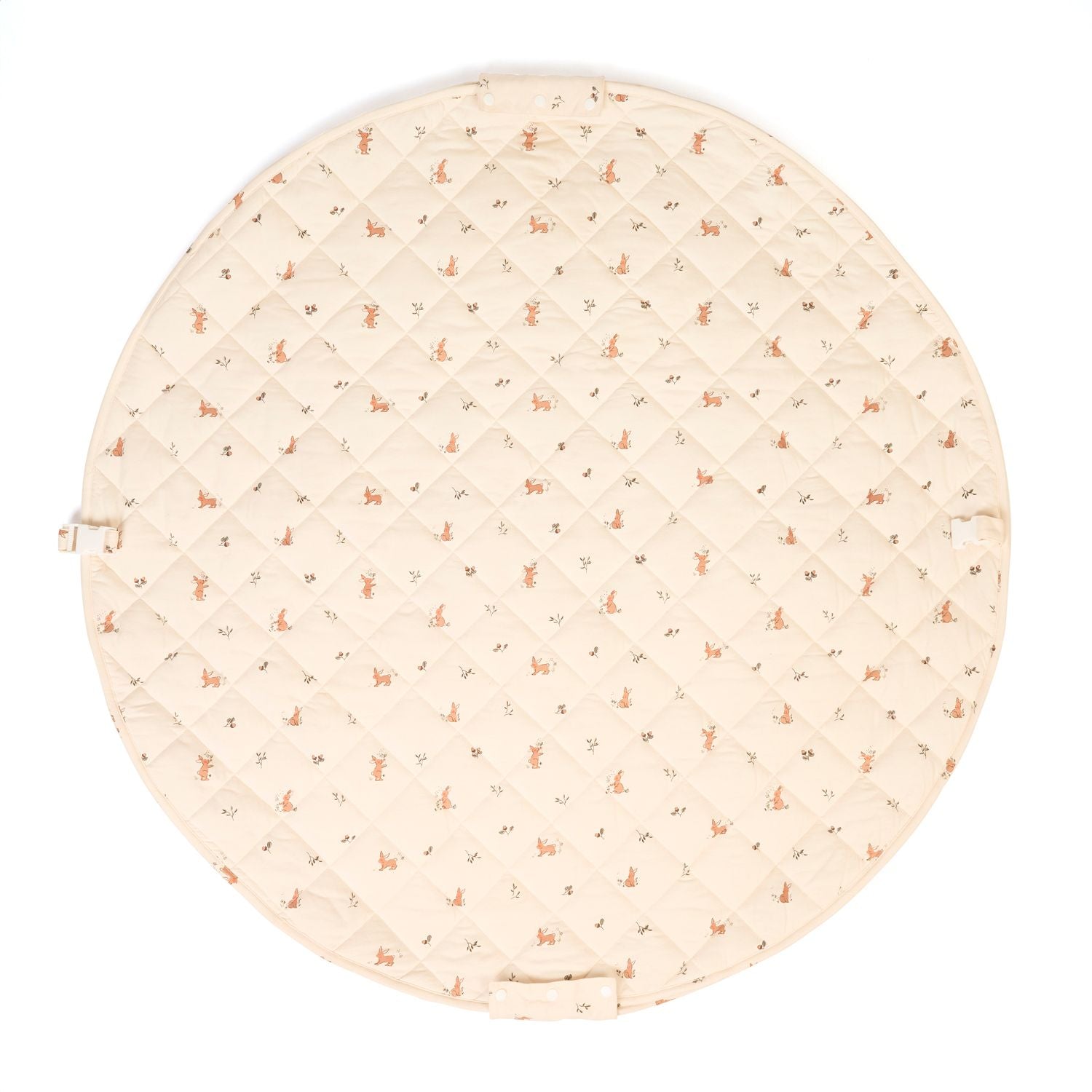 rabbit soft organic babymat, open, buccles and buttons