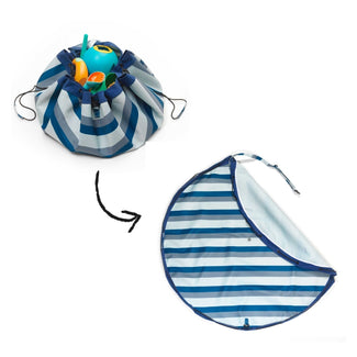 outdoor - playmat & toy bag-blue/green stripes