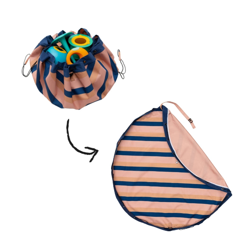 outdoor – playmat & toy bag - mokka stripes
