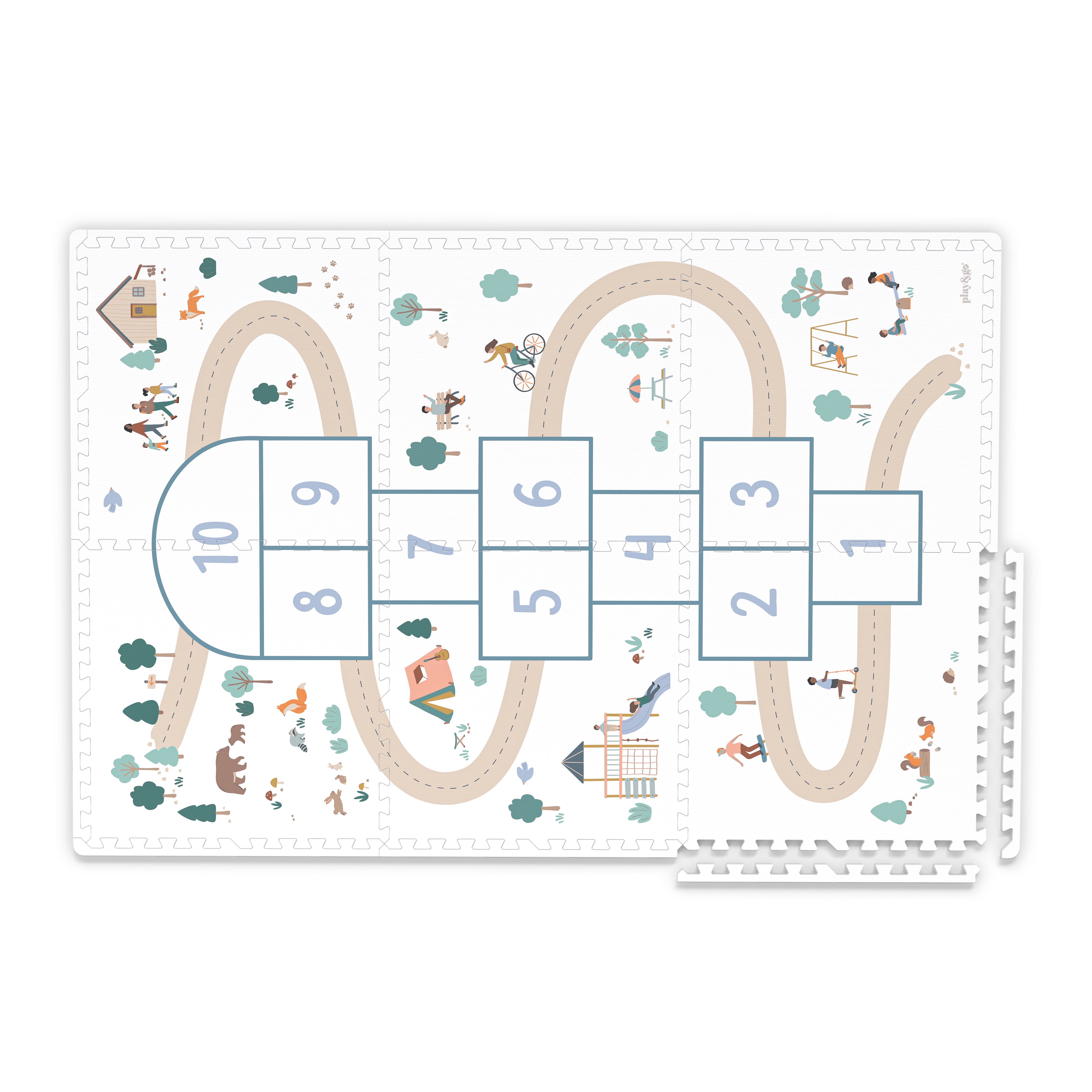 tiloo hopscotch, front view, detail edges