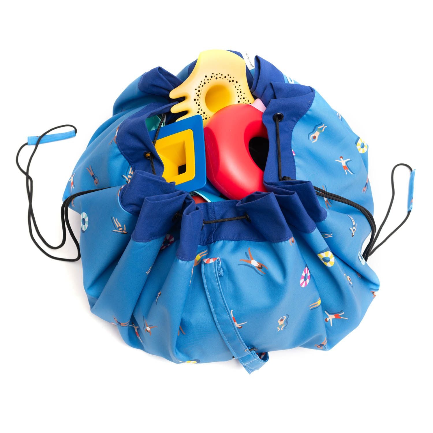 detail picture of swim fun outdoor beach bag, filled with toys