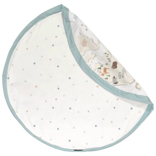worldmap colour toy storage bag and playmat, open with folded piece, back side