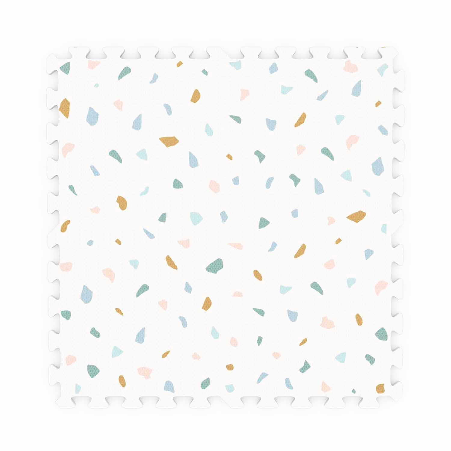 detail picture of EEVAA village/terrazzo foam puzzle mat, one piece of backside