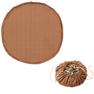 playmat & toy bag-organic grid brown