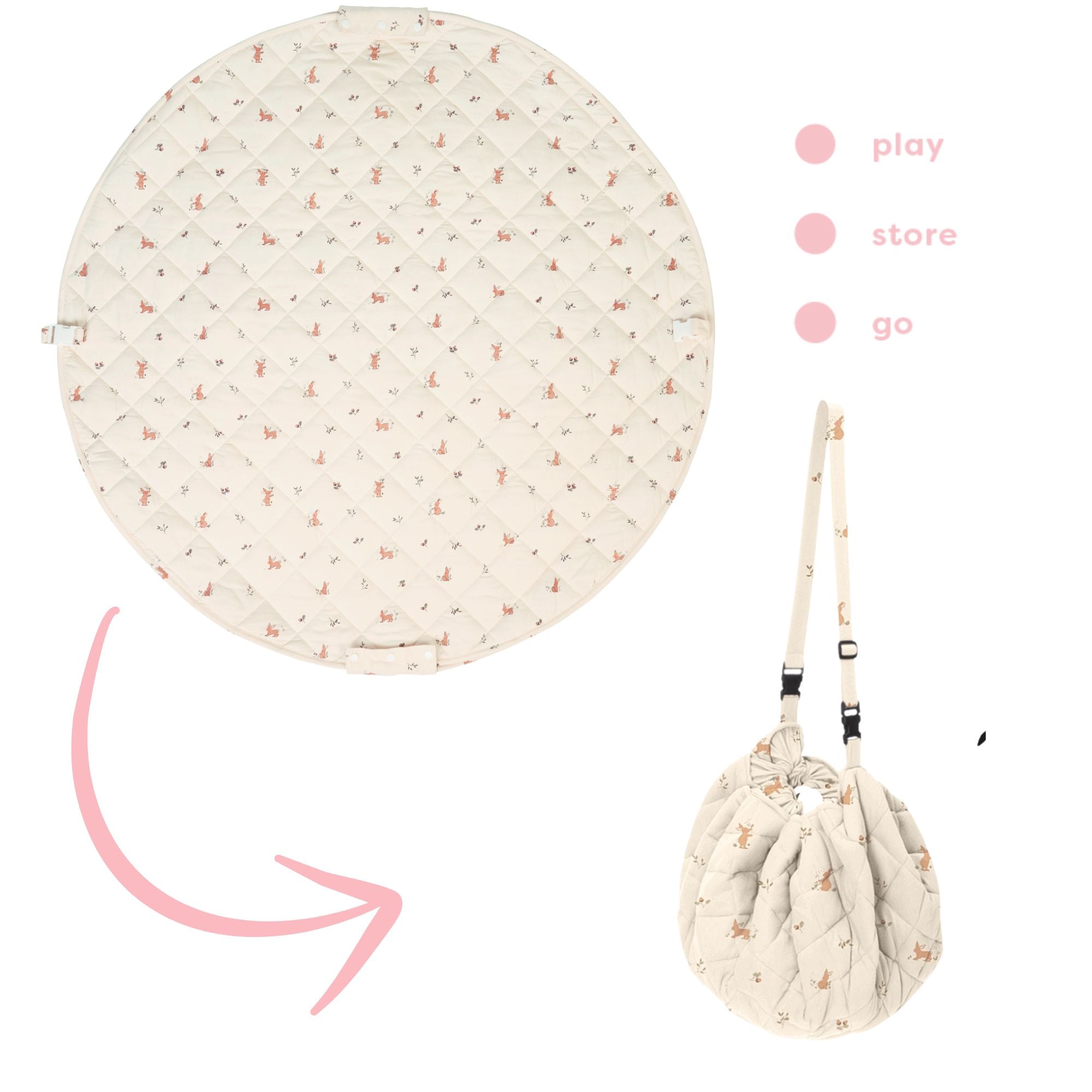 organic soft babymat & bag - rabbit