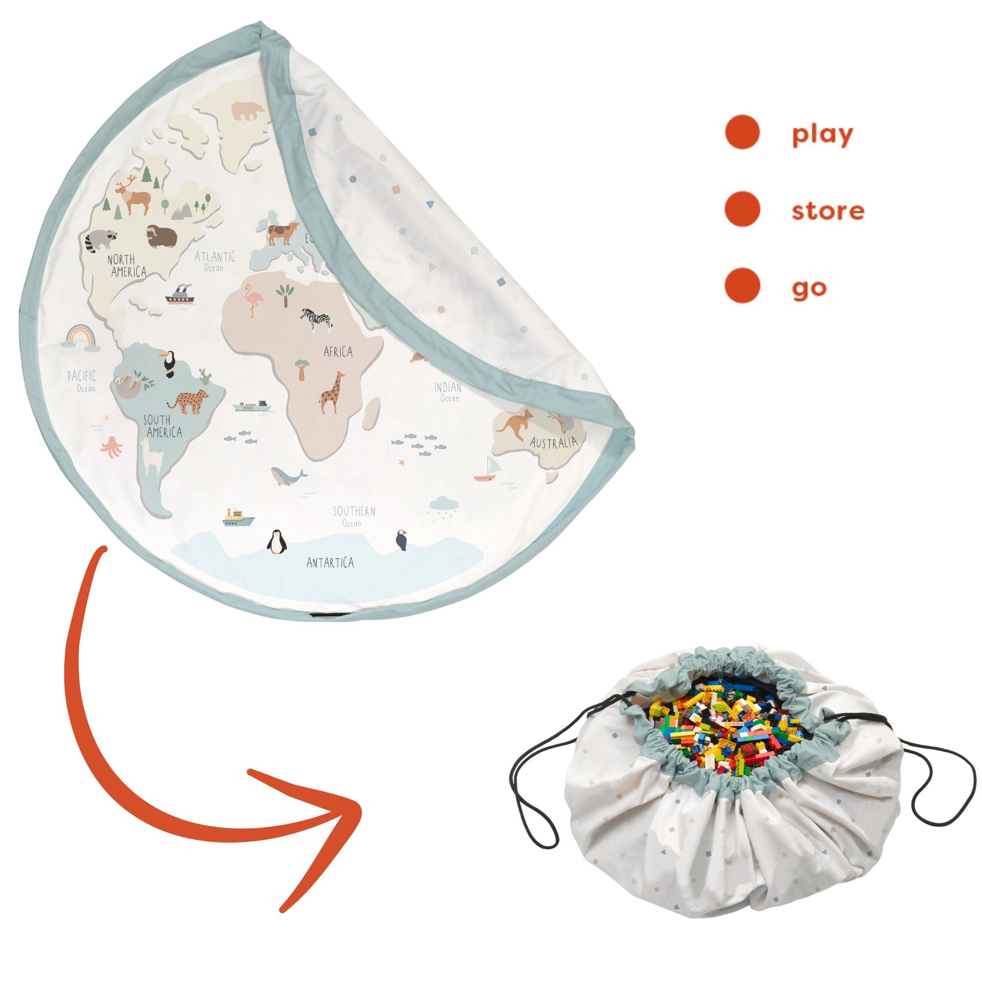 playmat & toy bag-worldmap colour