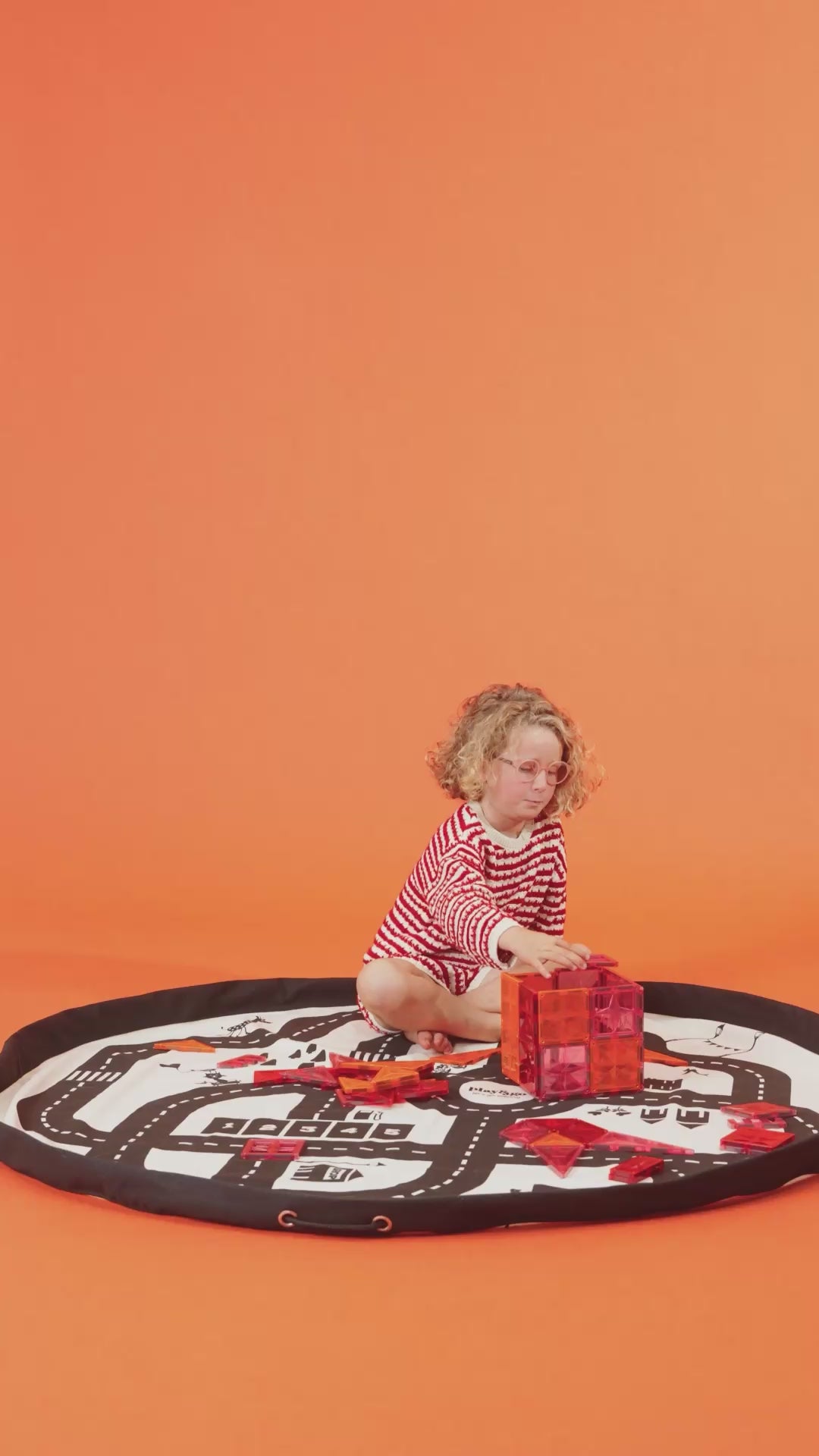playmat & toy bag-stripes green