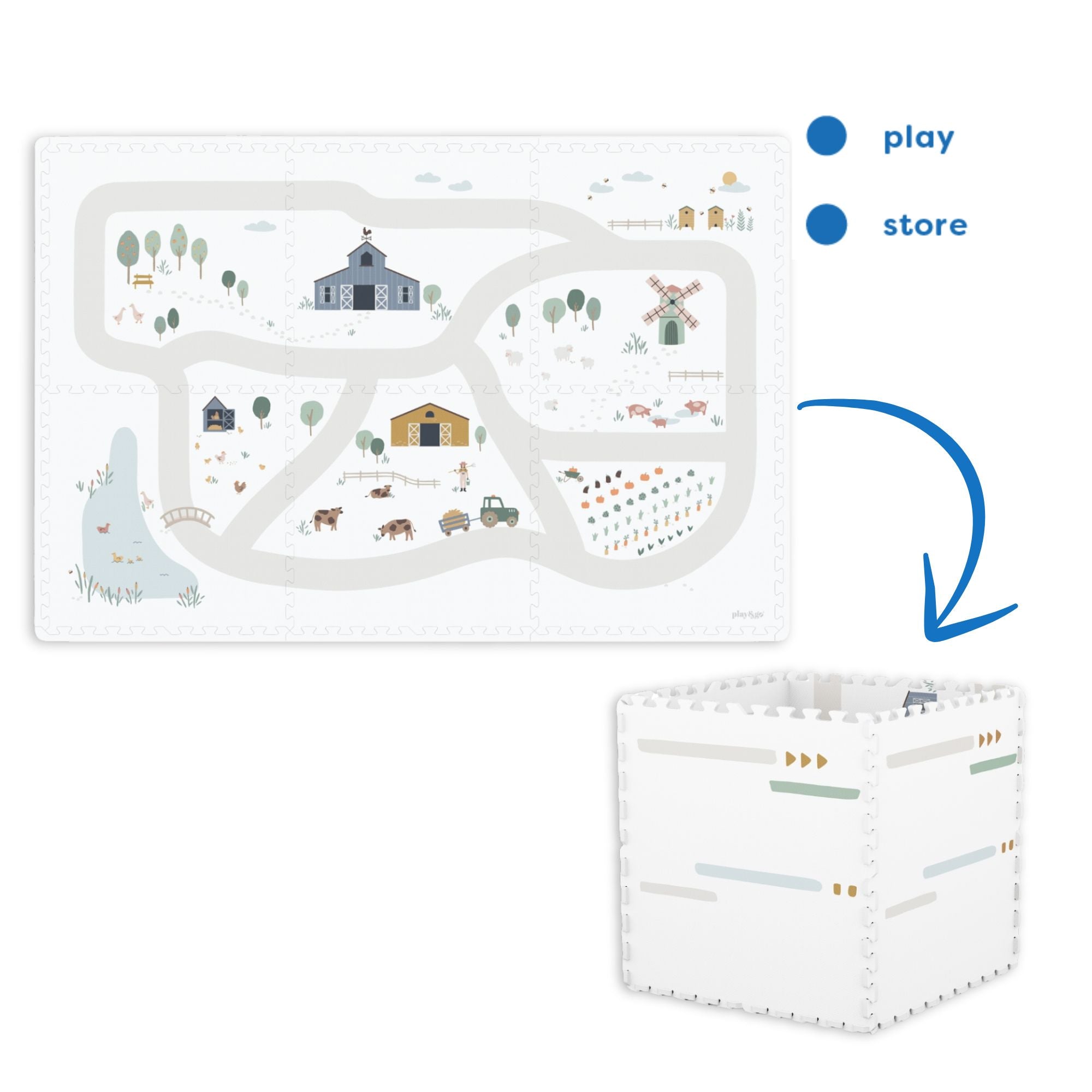 puzzlemat, storage box & mini house - farm