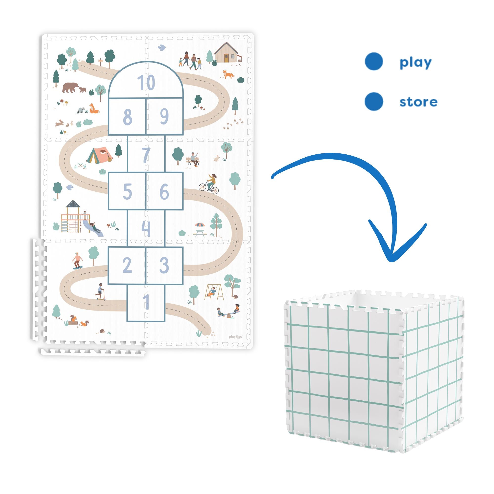 puzzlemat, storage box & mini house - hopscotch