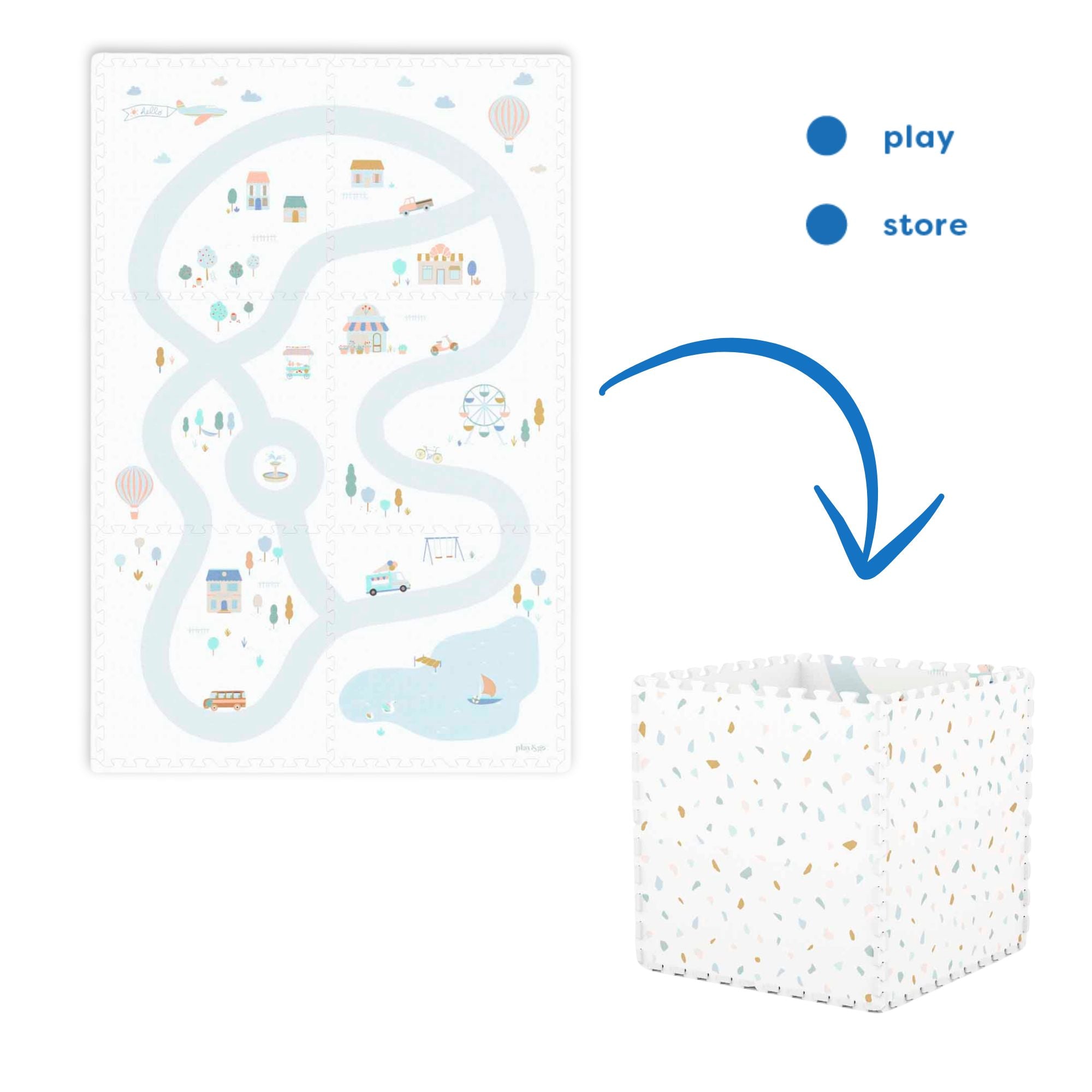 puzzlemat, storage box & mini house - village