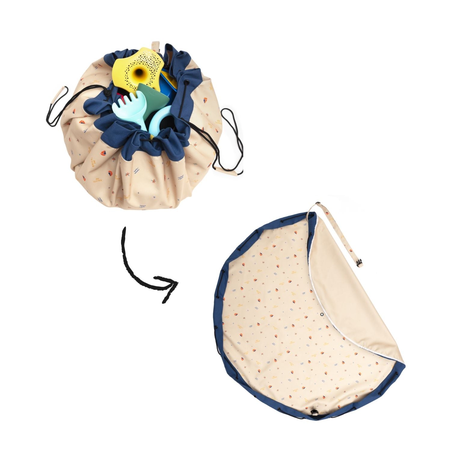 detail of magical days outdoor beach bag, form bag to mat