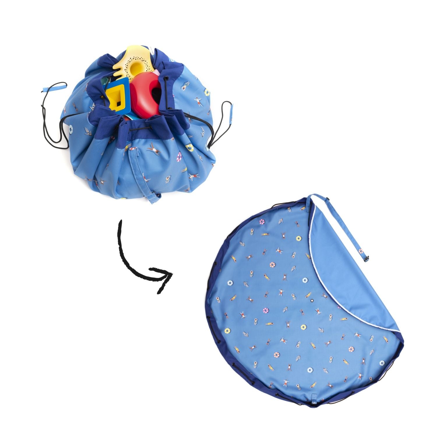detail of swim fun outdoor beach bag, from bag to mat