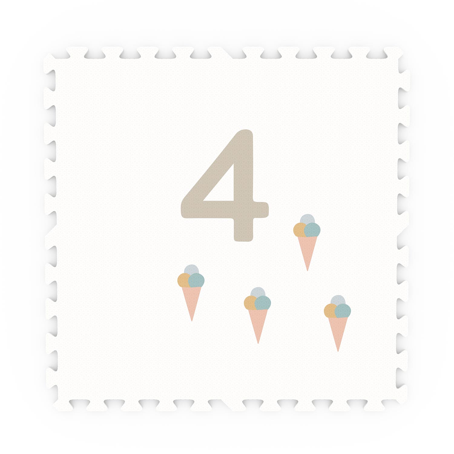 detail picture of numbers puzzlemat, number 4 and ice creams