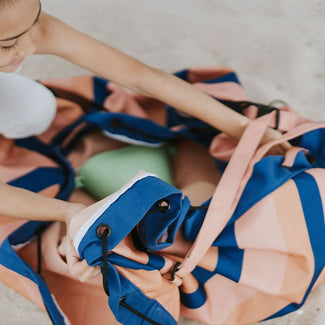 outdoor – playmat & toy bag - mokka stripes