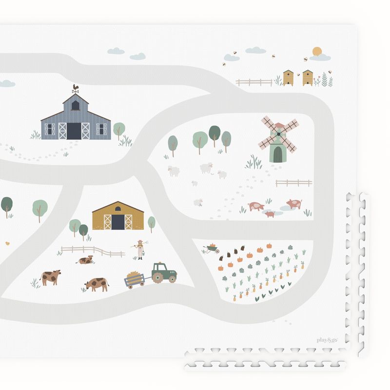 detail of EEVAA farm puzzlemat, front side print with edges