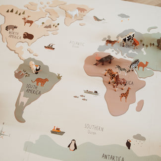 tiloo worldmap puzzlemat, storage box, and mini house