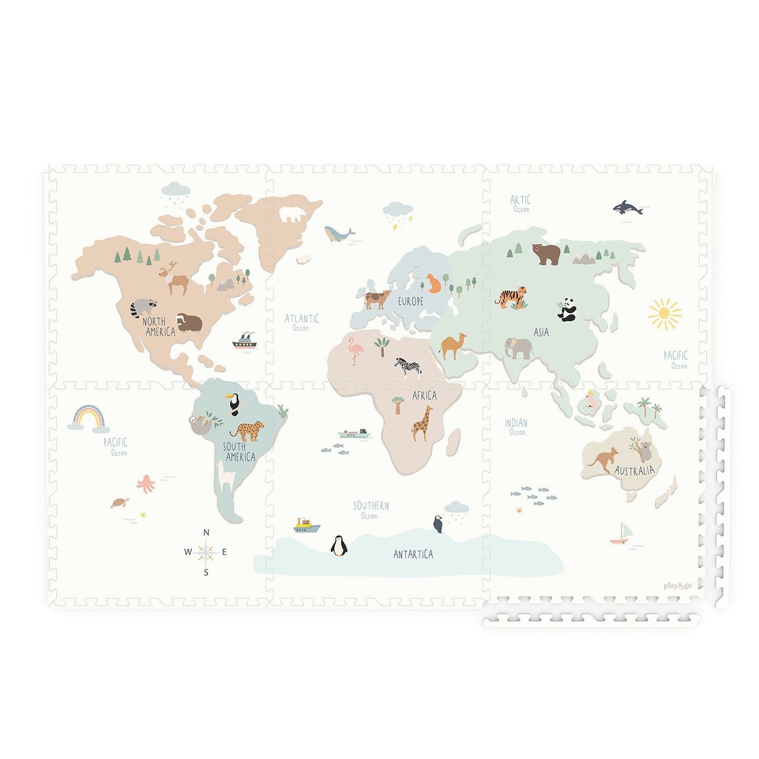 EEVAA worldmap puzzlemat, front view, edges