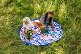 Pirate outdoor storage bag, children are playing outside on the mat with toys tractors