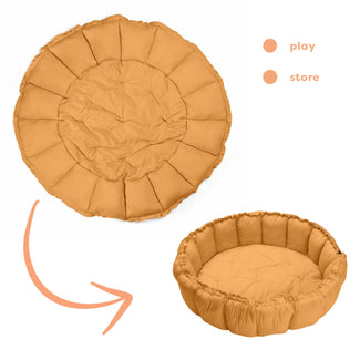 coco mustard organic playmat, cocoon & organizer