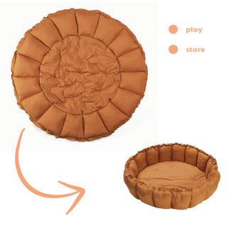 coco tawny brown organic playmat, cocoon & organizer