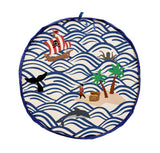 pirate outdoor playmat, detail picture front, pirate illustrations