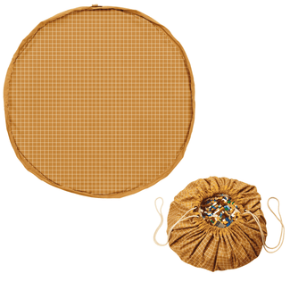 playmat & toy bag-organic grid mustard