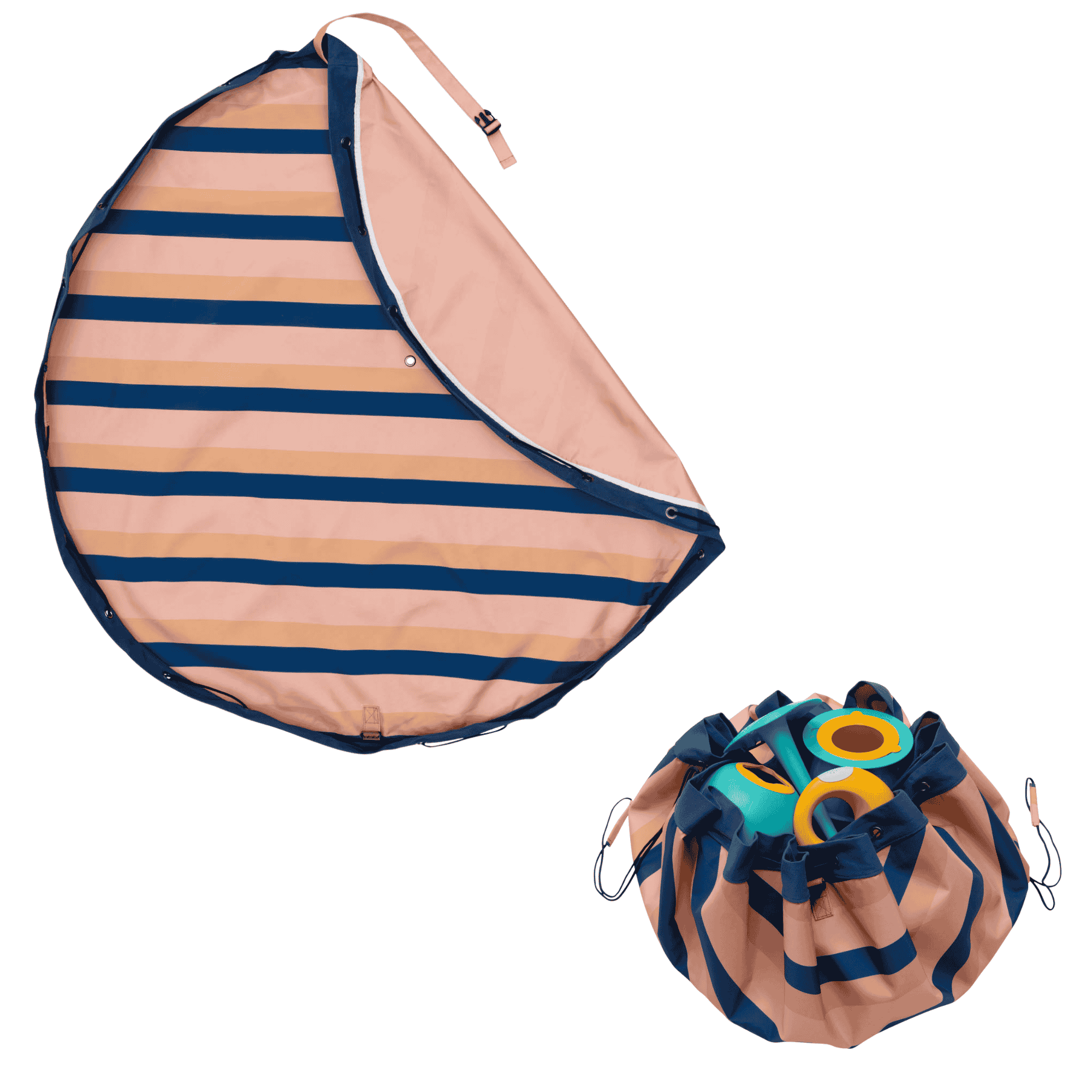 outdoor – playmat & toy bag - mokka stripes