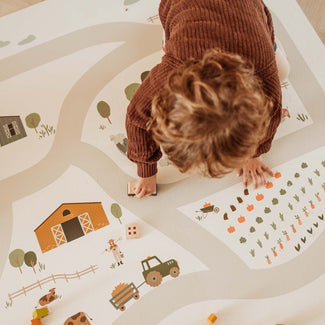 tiloo farm puzzlemat, storage box, and mini house