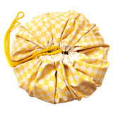 vichy yellow toy storage bag, closed