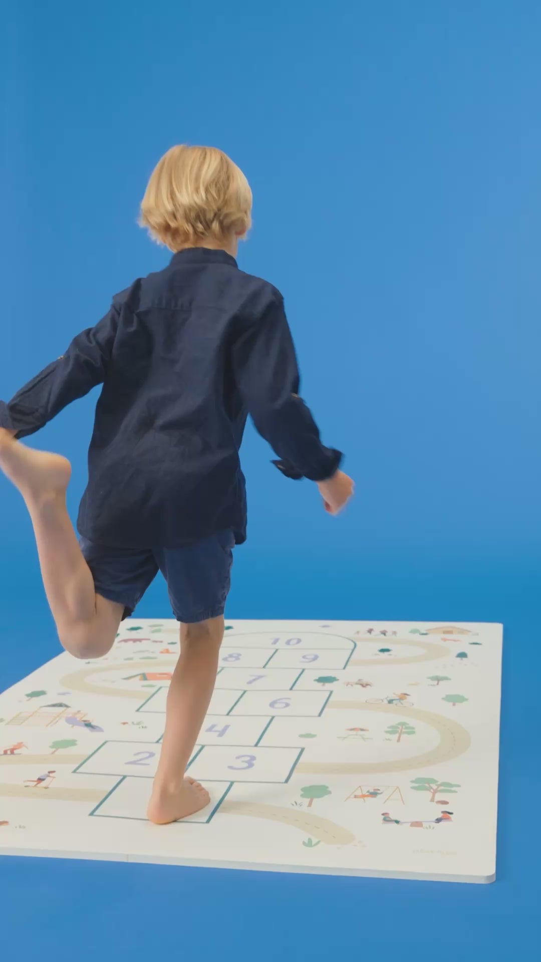 tiloo hopscotch puzzlemat, storage box, and mini house
