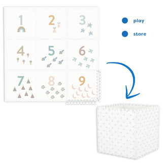 tiloo numbers puzzlemat, storage box, and mini house