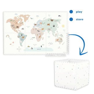 tiloo worldmap puzzlemat, storage box, and mini house