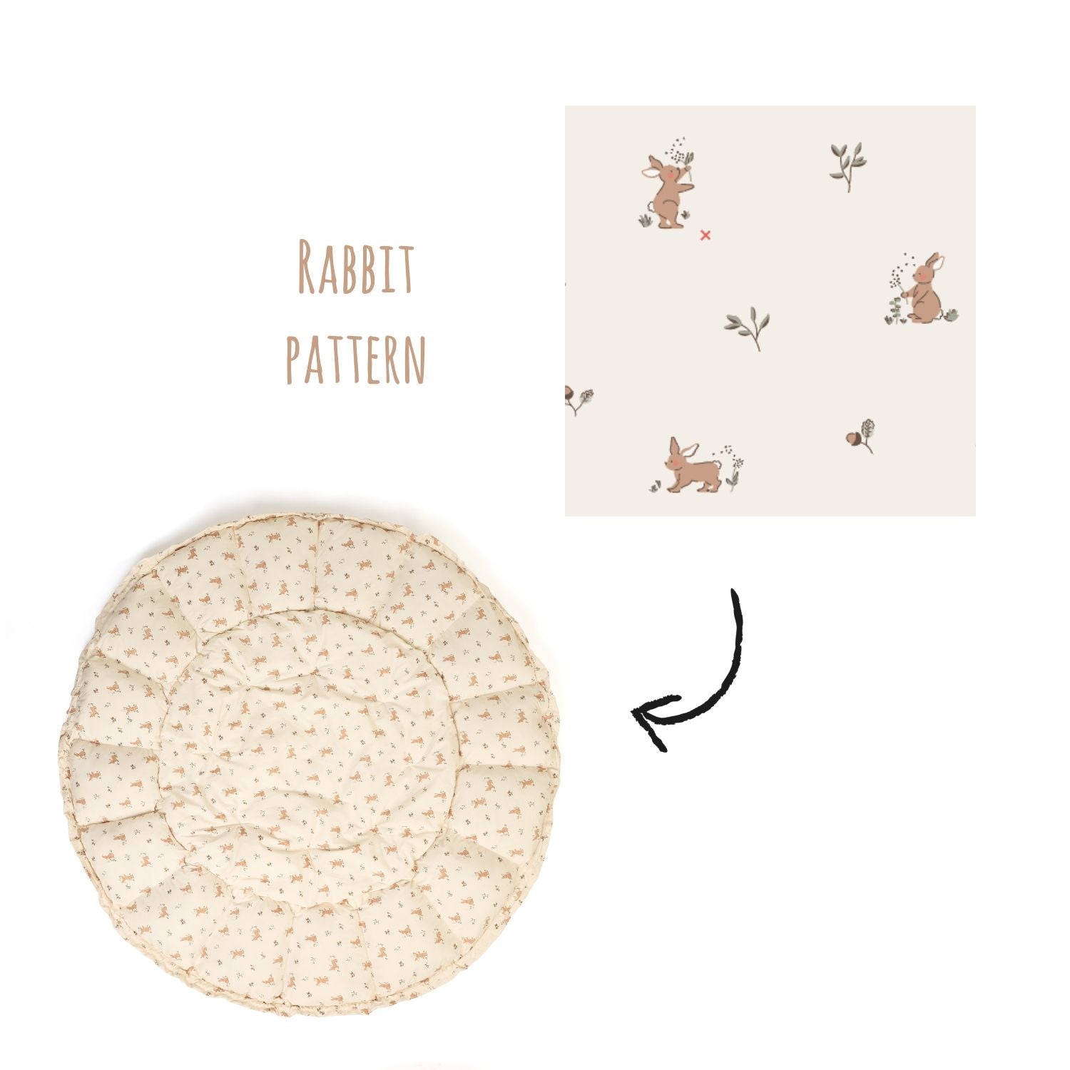 detail of bloom rabbit babymat, rabbit pattern