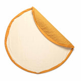 detail picture open organic grid mustard storage bag, folded piece