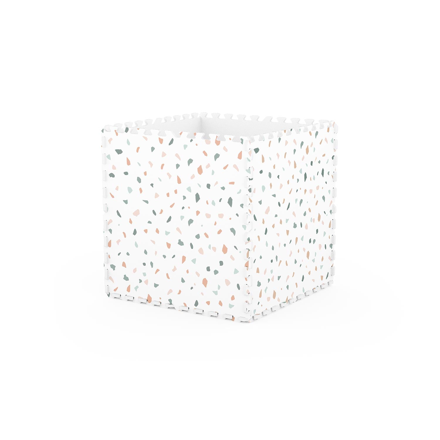 alphabet/terrazzo puzzlemat, box made in terrazzo print