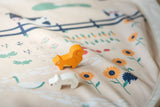 farm toy storage bag and play mat, wooden animal toys on mat