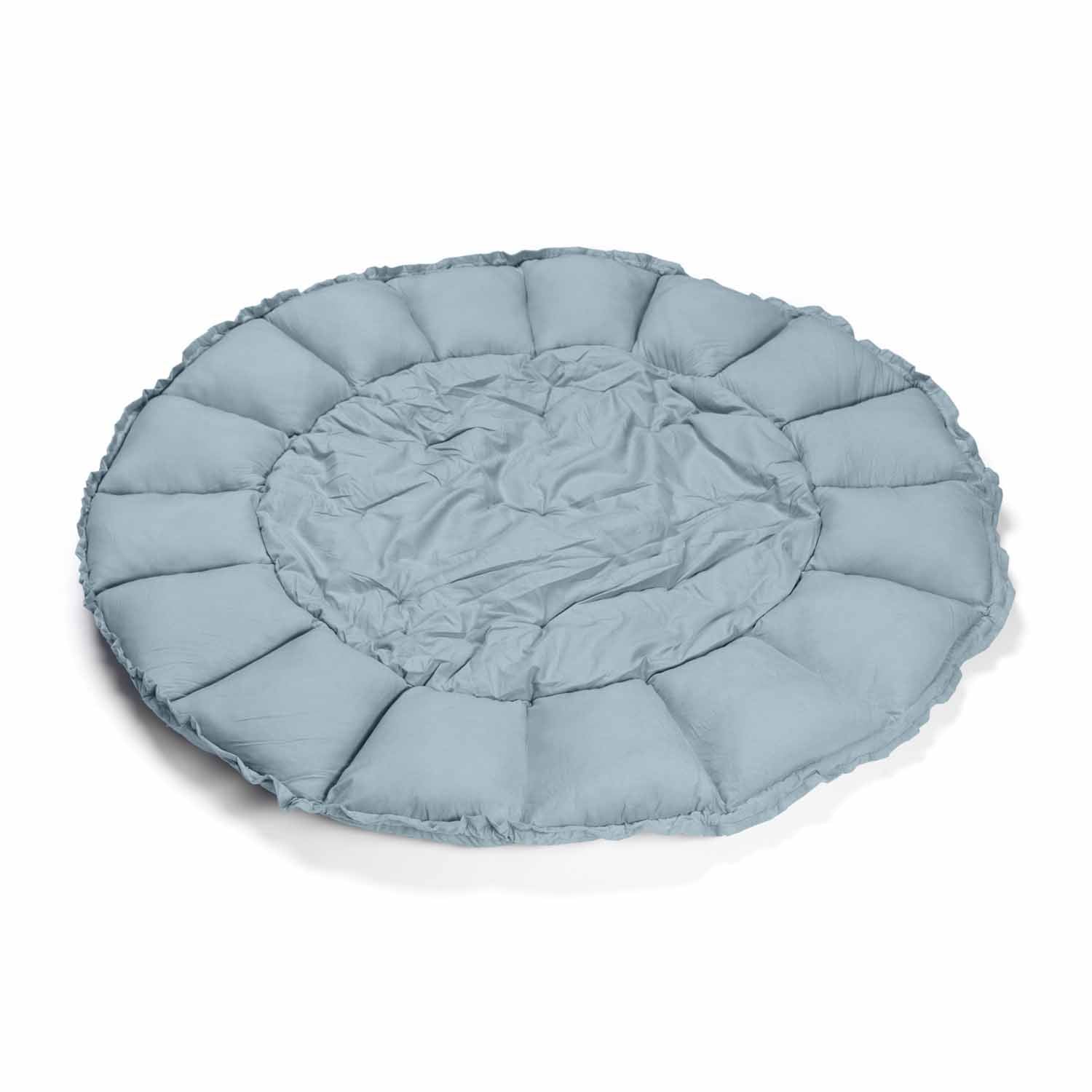 blue baby mat, crib, flat