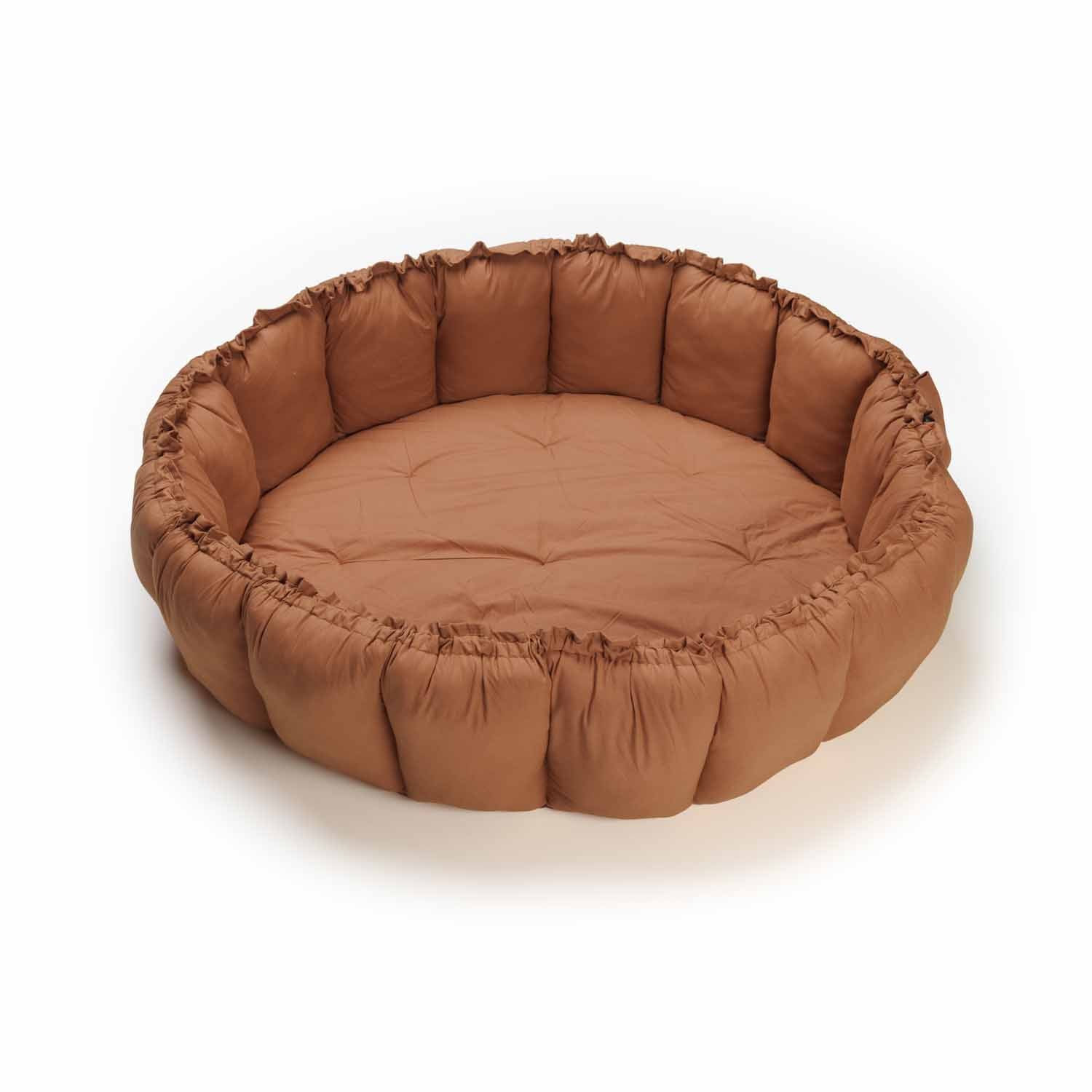 brown baby mat, crib, raised edges